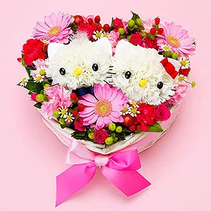 Hello Kitty hecha con flores