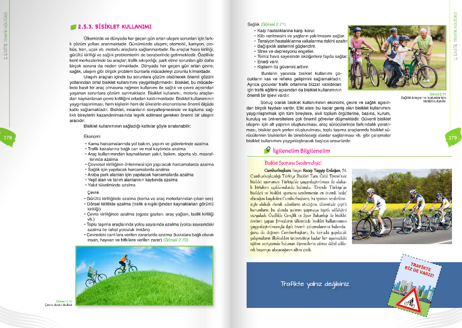2019-2020 eğitim - öğretim döneminde zorunlu olmaktan çıkarılan ders kitabından bisiklete dair birkaç sayfa