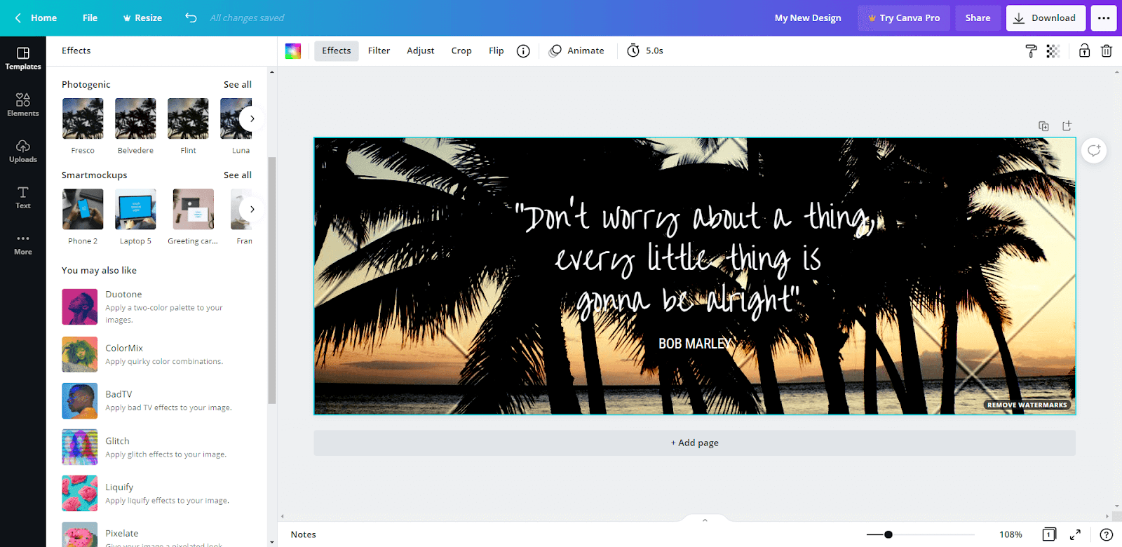 An example of the Canva photo-editing interface.