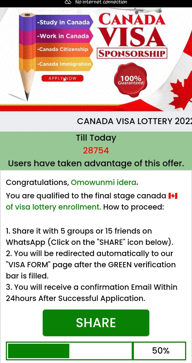 No, Canada Is Not Issuing Visa Lottery. The Link Is Fake - Roundcheck -  Authenticity And Clarity