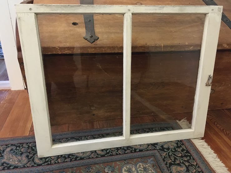 Window sash with original paint and wavy glass (hardware not included).