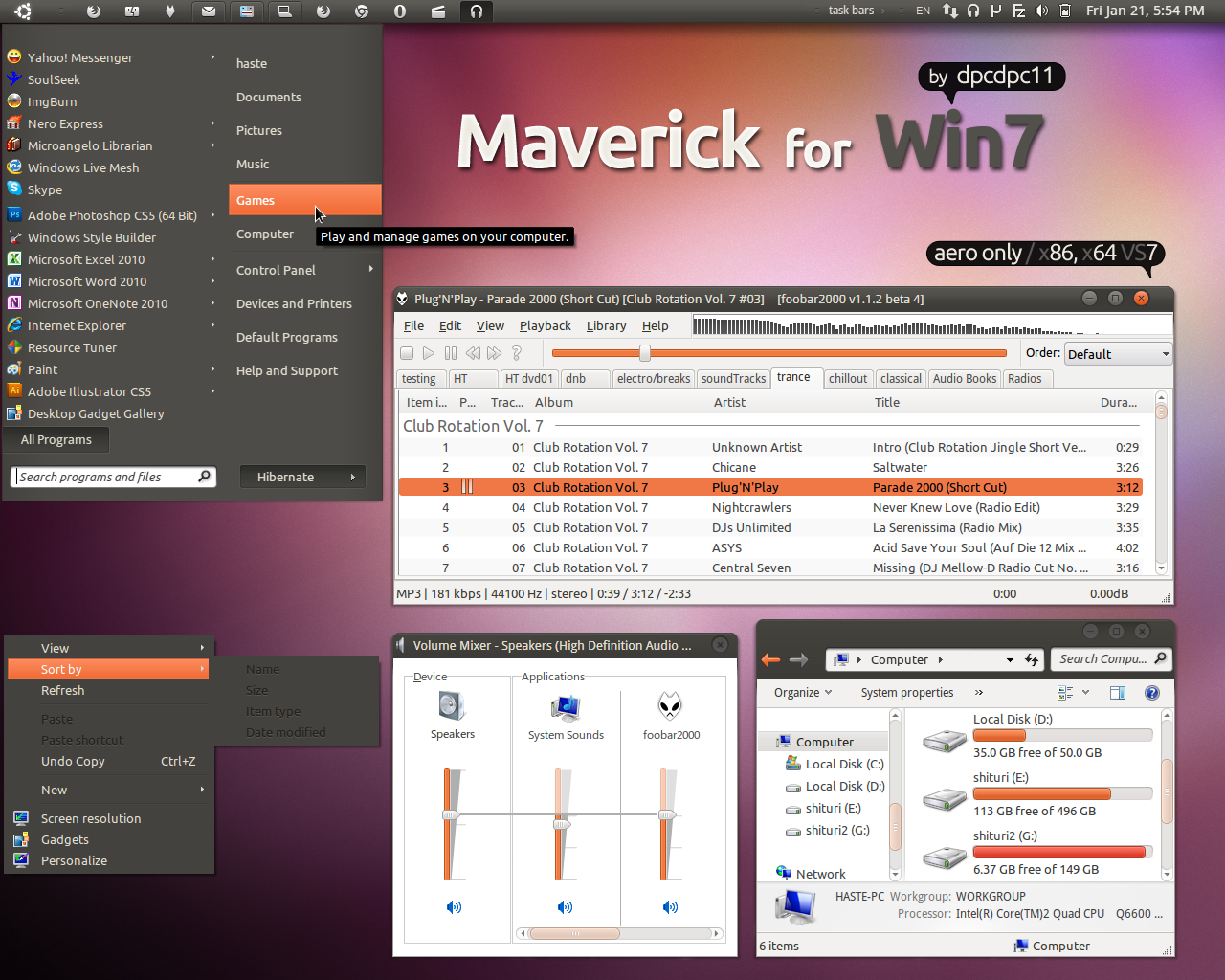 Make Windows 7 Look Like Ubuntu With Maverick For Win7 Web Upd8 Ubuntu Linux Blog