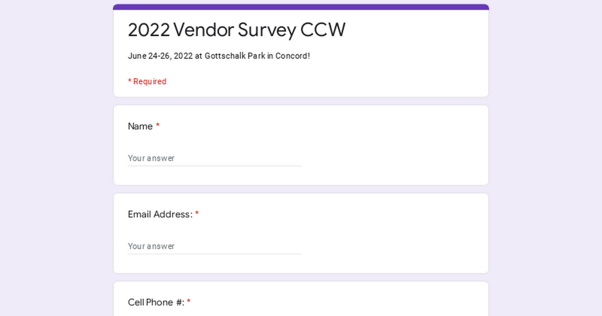 2022 Vendor Survey CCW