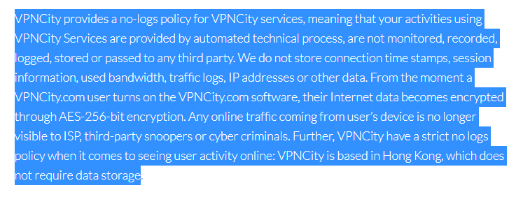 VPNCity Review 2022 - no logs policy