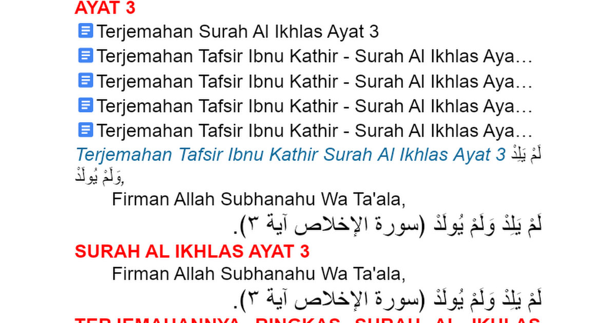 Maksud surah al ikhlas