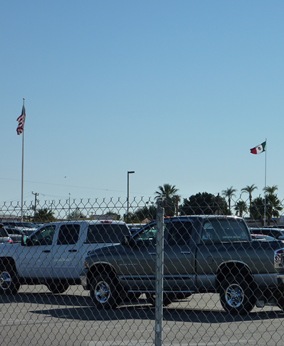 Mexico and US Border Flags