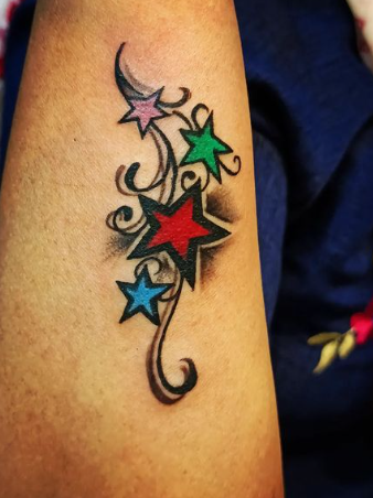 Colorful Stars Star Tattoo