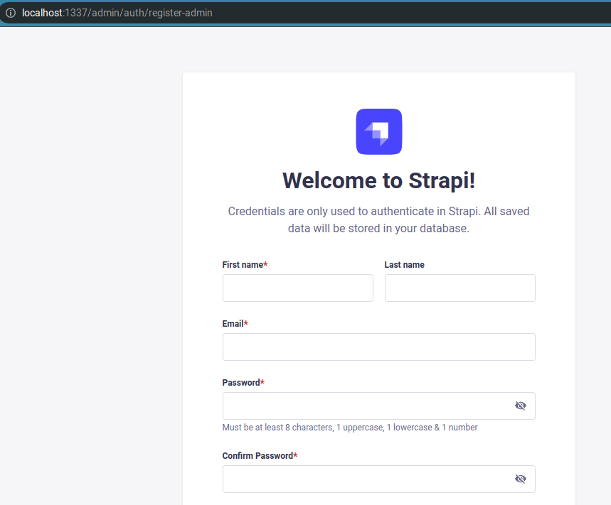 register an admin account on strapi
