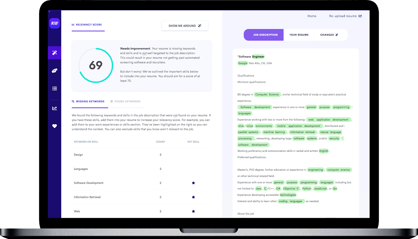 Tailor your resume to include the skills and keywords hiring managers look for when screening applicants with Resume Worded’s Targeted Resume tool