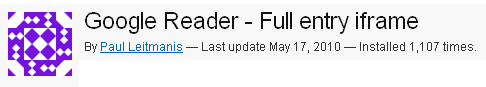 Google Reader - Full entry iframe