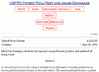 Screen shot of a patent full-text database