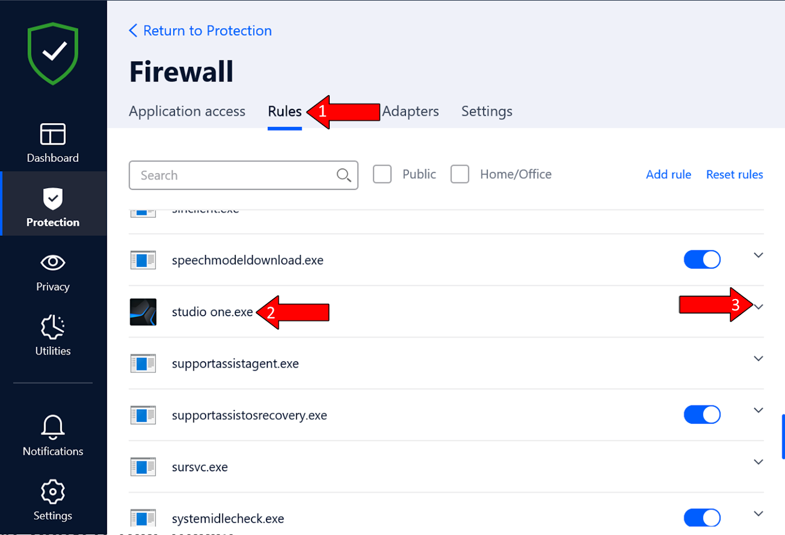 Create rules Bitdefender Firewall