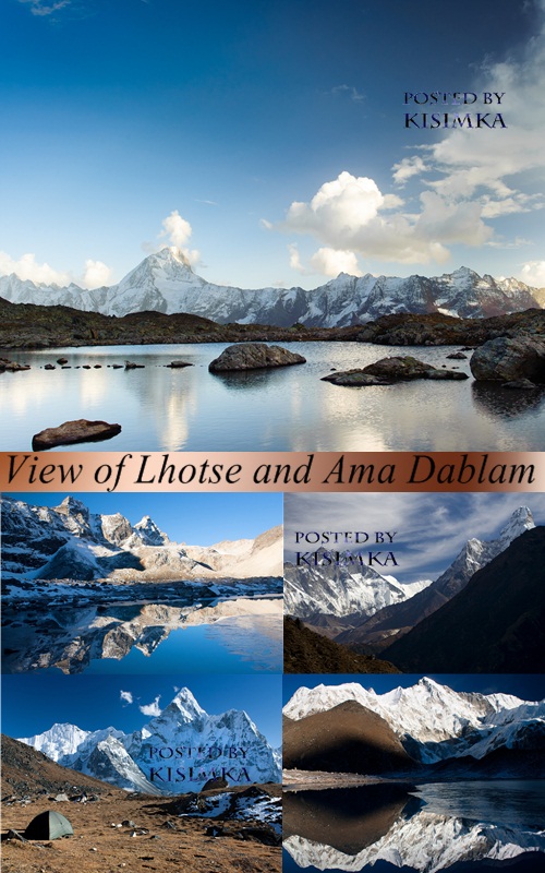 Stock Photo: View of Lhotse and Ama Dablam Stock Photo: View of Lhotse and Ama Dablam