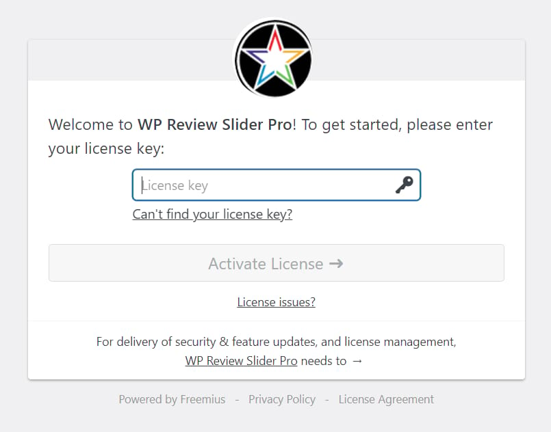 WP Review Slider Pro - Input license key