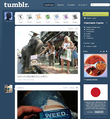 Tumblrのダッシュボードに日本震災の募金が出現