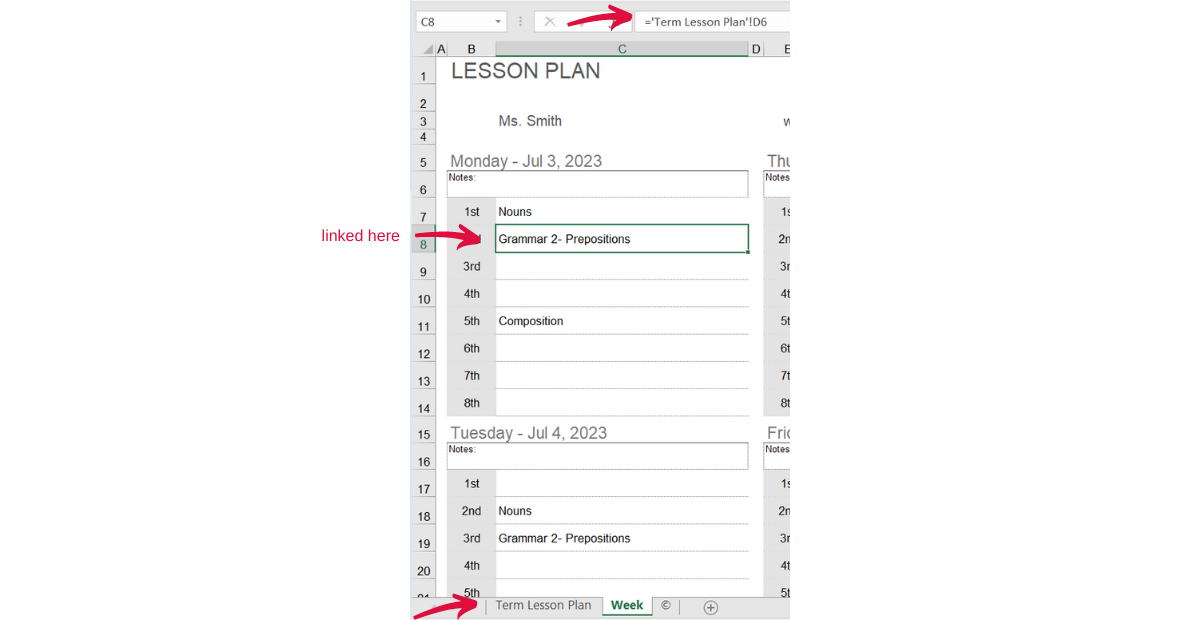 lesson plan | link term lesson plan and weekly lesson plan