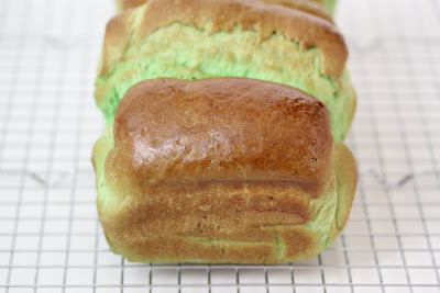 a close-up photo of pandan bread loaf