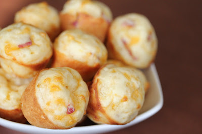 close-up photo of Bacon pizza puffs