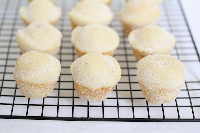 photo of Cinnamon Sugar Donut Muffins on a baking rack