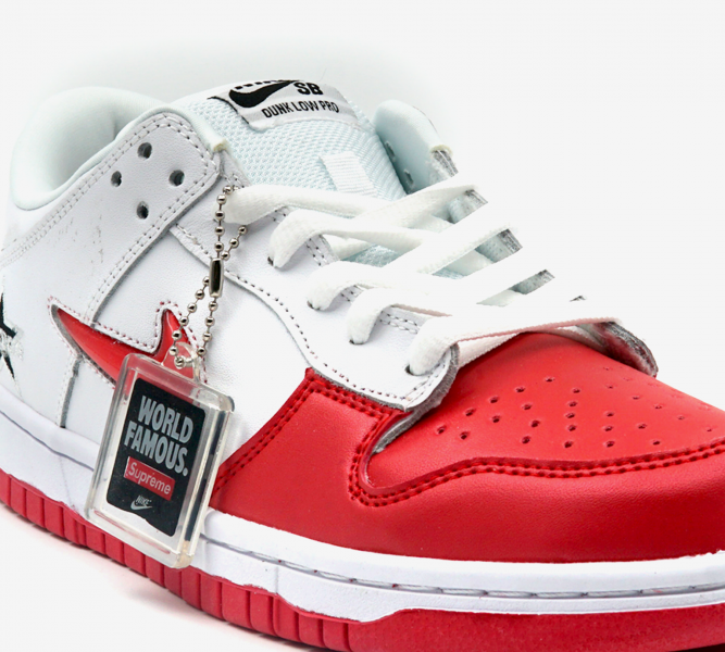 Giày Supreme x Nike Sb Dunk Low  Red/ White