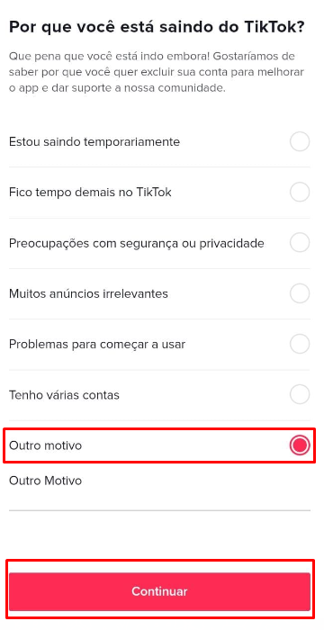 como deletar conta do tiktok