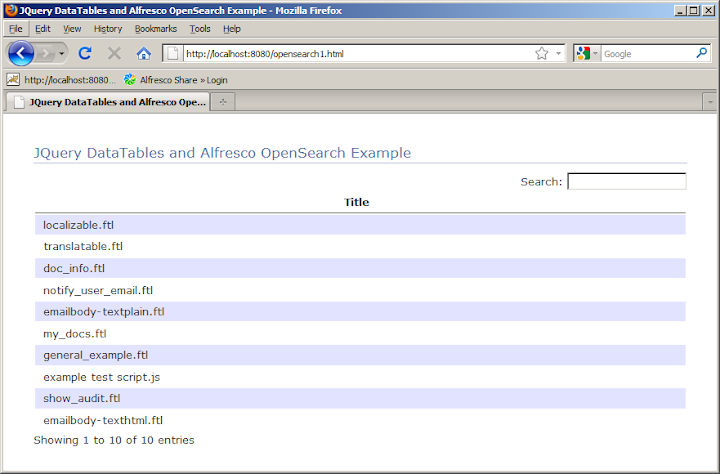 OpenSearch DataTable Example