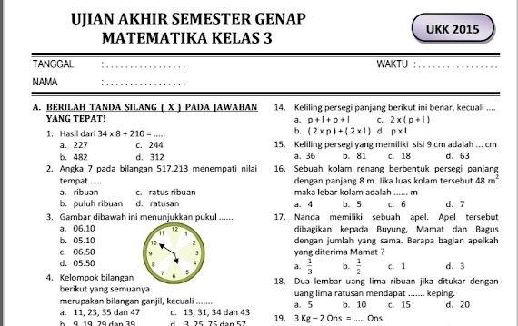 Soal Essay Matematika Sd Kelas 6