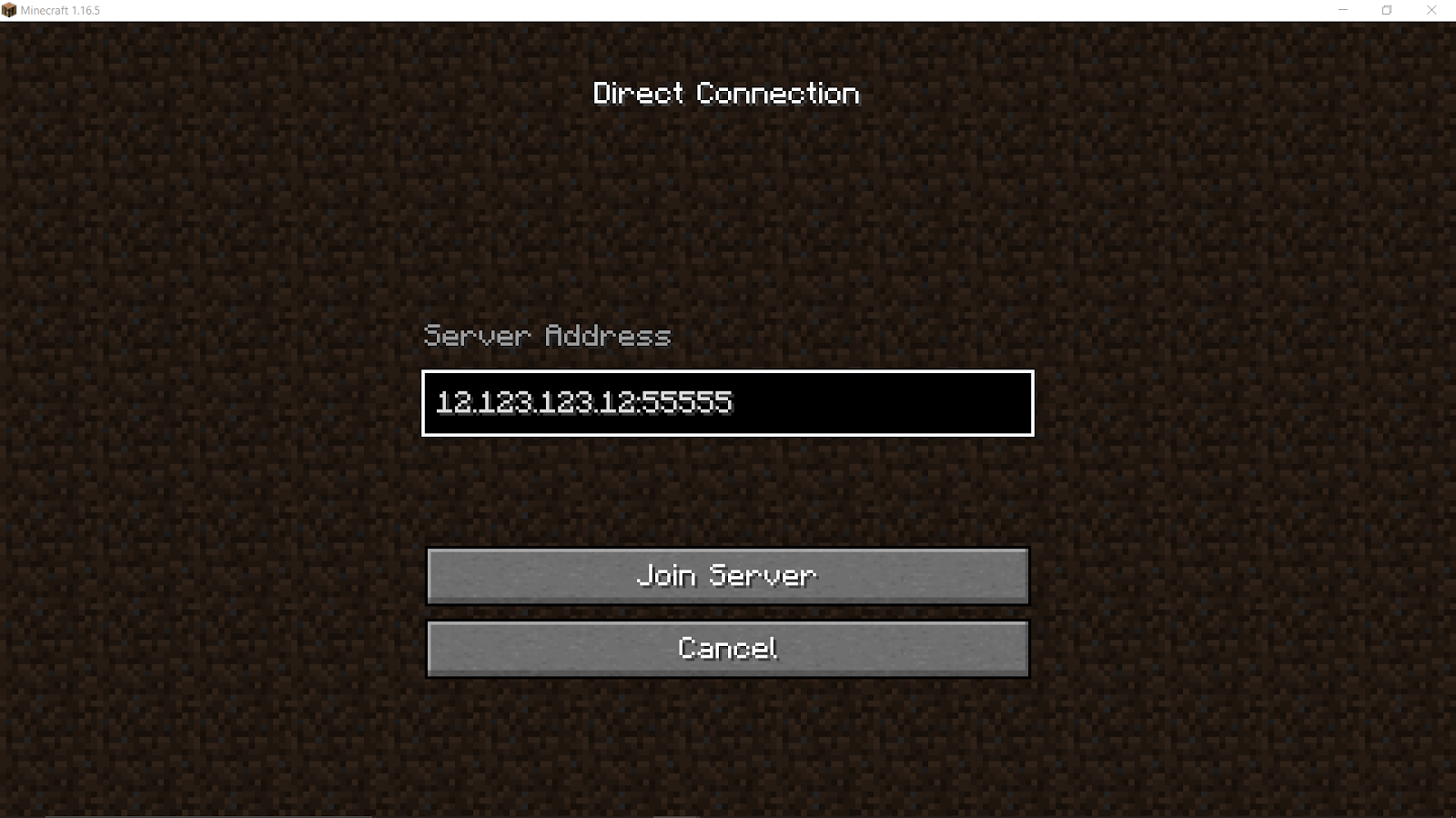 Connect Minecraft server address