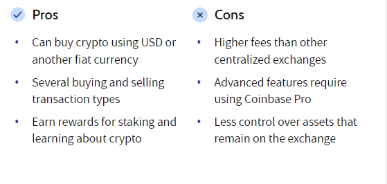 إيجابيات وسلبيات محفظة Coinbase