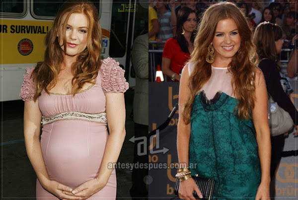 Before and after of Isla-Fisher embarazada