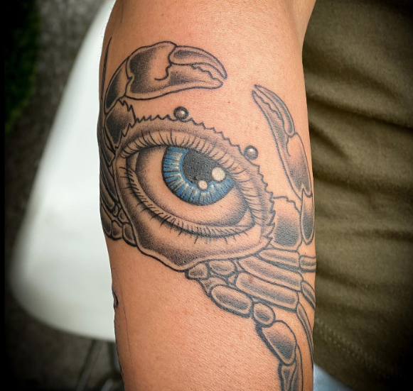 Crab Evil Eye Tattoo