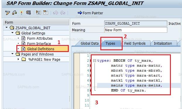 Using global definitions in smartforms