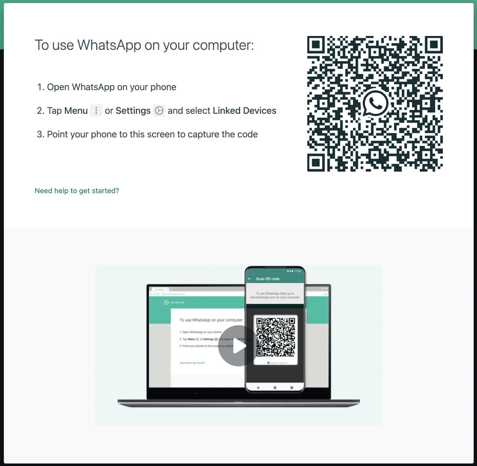 Link your computer to your WhatsApp account on your phone by opening WhatsApp on your phone.