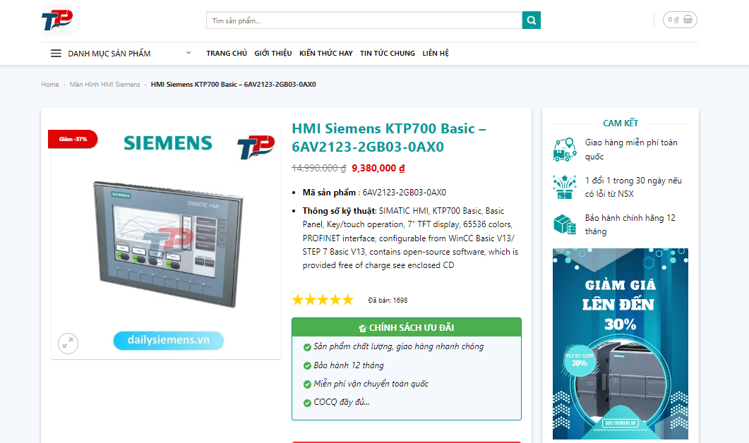 Xem bảng giá HMI Siemens 2023 và giá HMI Siemens KTP700 mới nhất