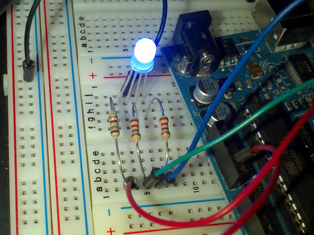 RGB LED and three resistors