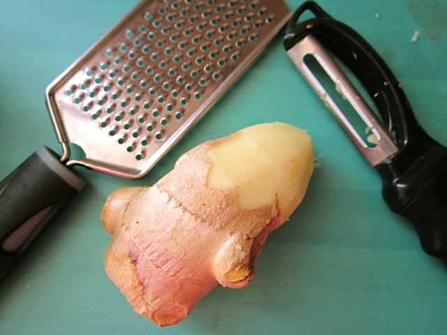 ginger with peeler and grater 