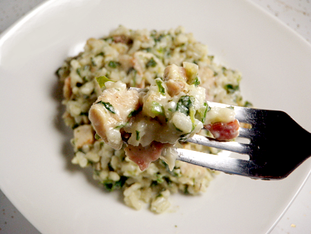 Chicken Risotto with Goat Cheese & Spinach