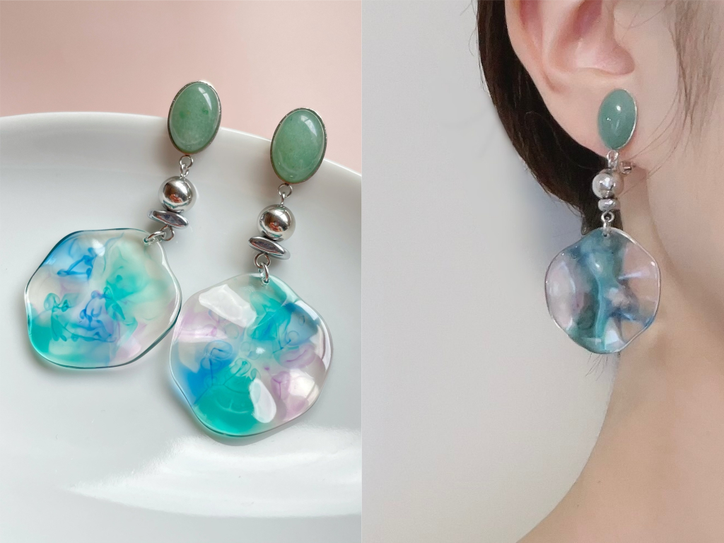 Marble blue earrings　マーブルブルーイヤリング