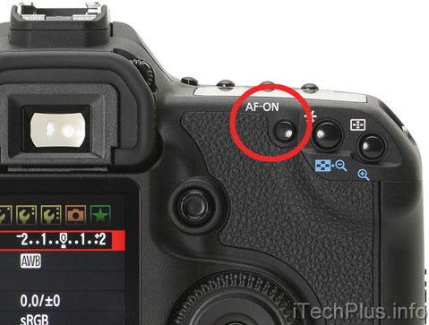 Nút AF-ON trên máy Canon 50D (vùng khoanh đỏ)