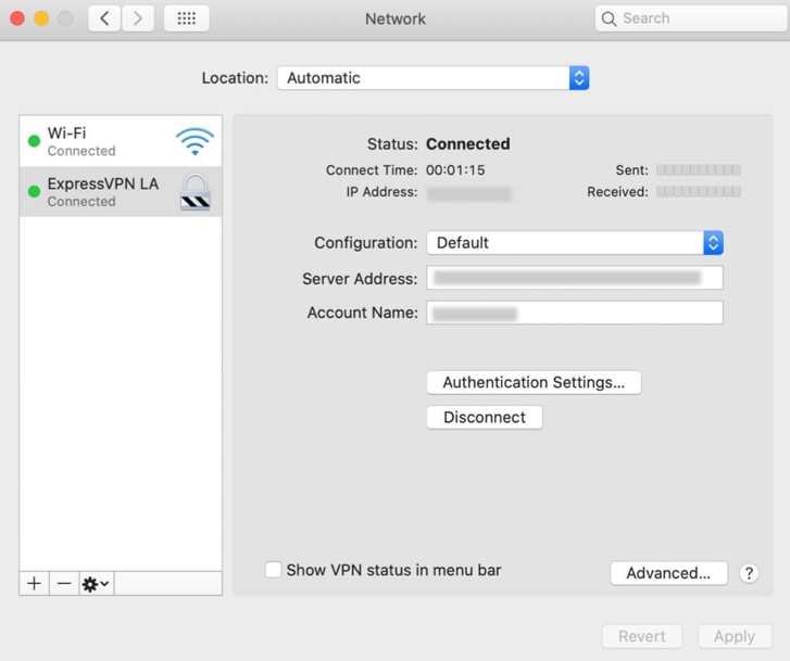 VPN settings on MacOS