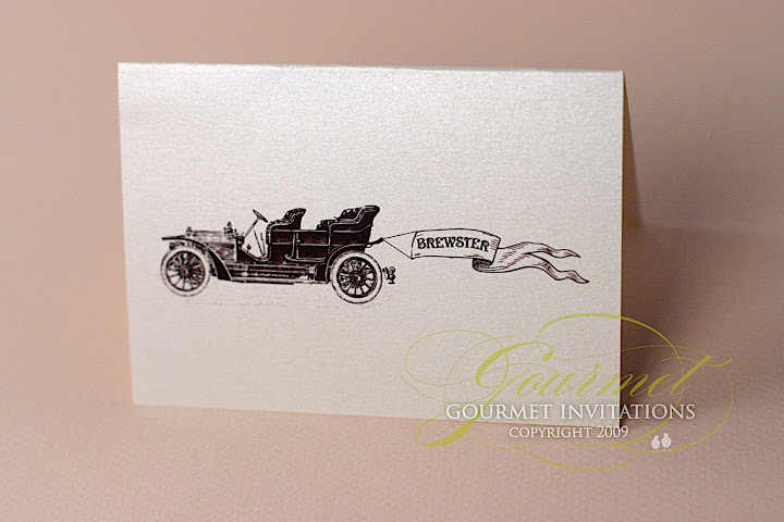 wedding thank you cards, antique car thank yous