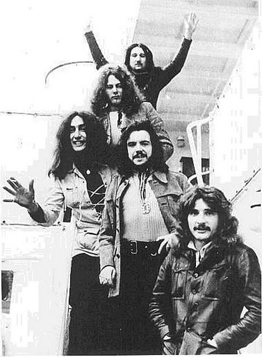 From top: Mick Box /Paul Newton /Ken Hensley /Ian Clarke /David Byron