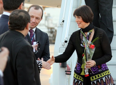 Carolyn Mcall after easyJet's inaugural flight from London to Amman