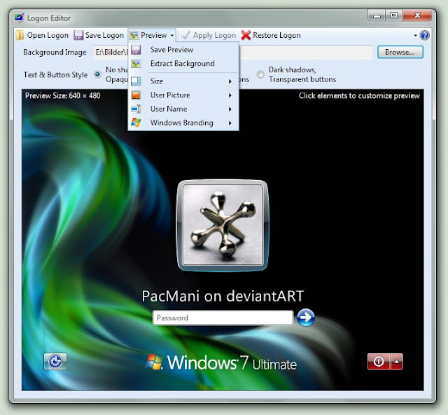 logon editor   beta by pacmani d2h9d1x Cara mengubah login screen pada Windows 7