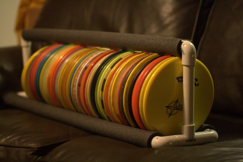 I made this custom disc golf rack for my husband to store 