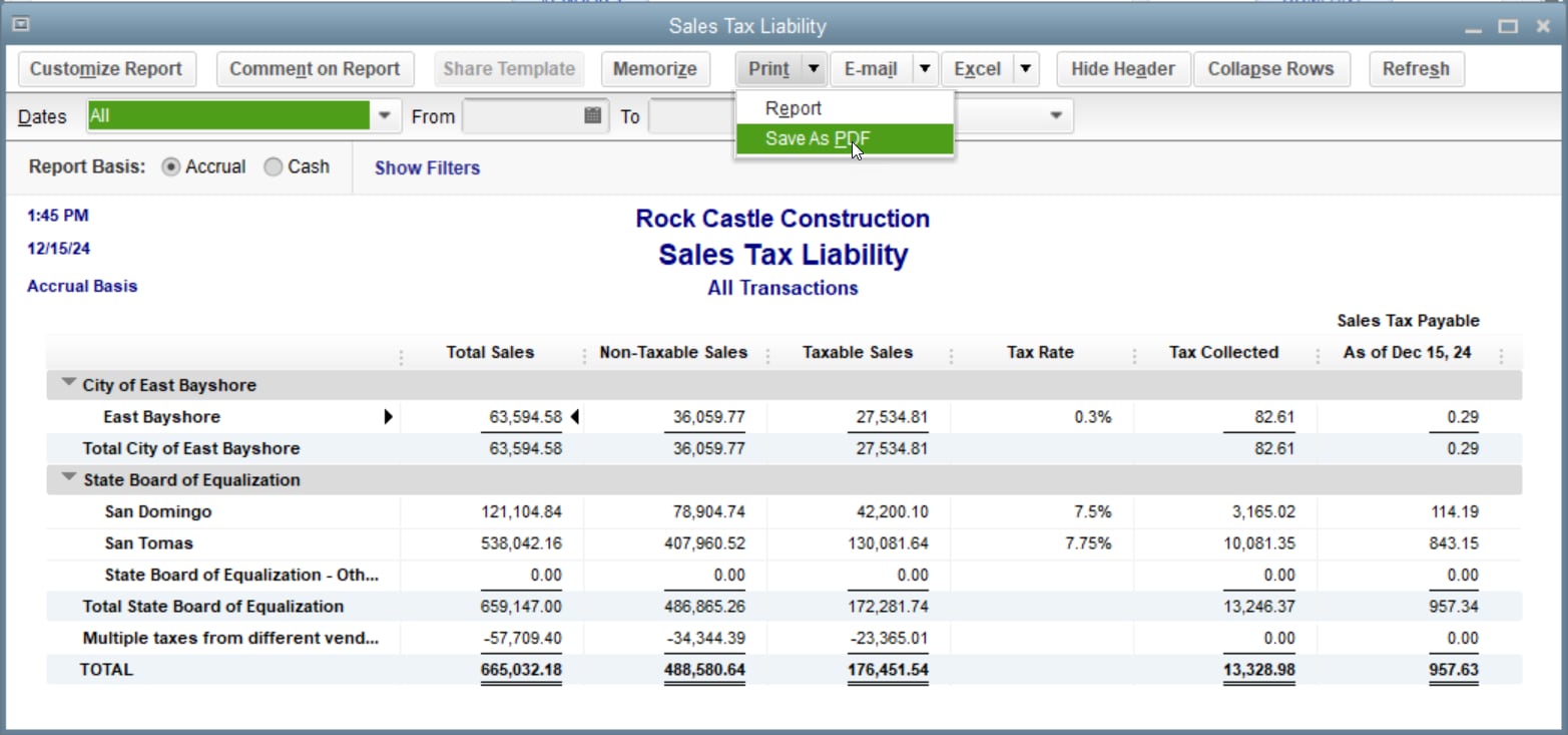 sales tax liability report save as pdf quickbooks