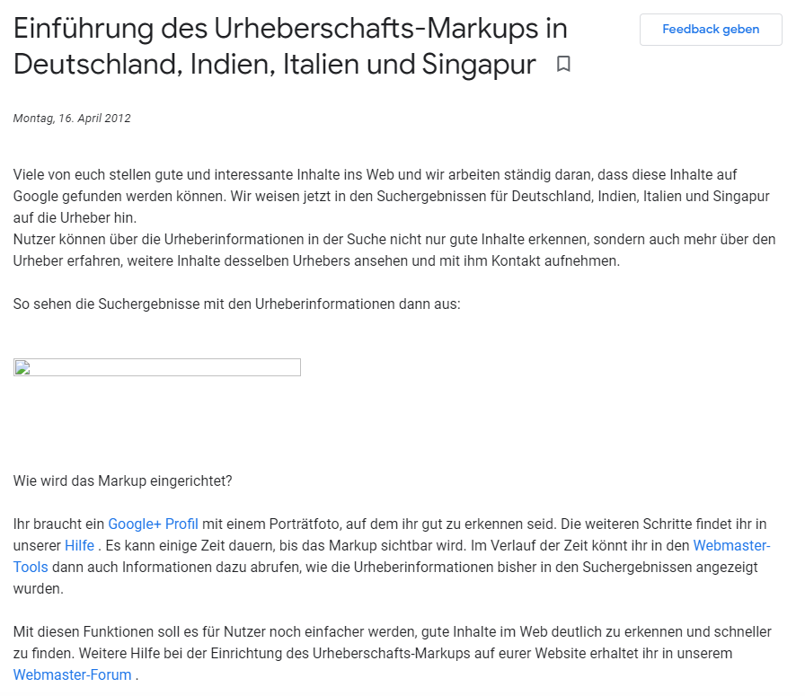 Google's Authorship Profiles Announcement in German