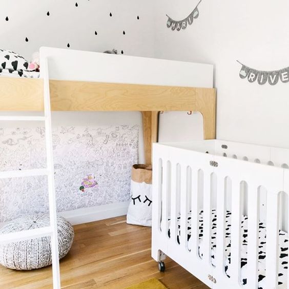 Modern toddler and baby room sharing