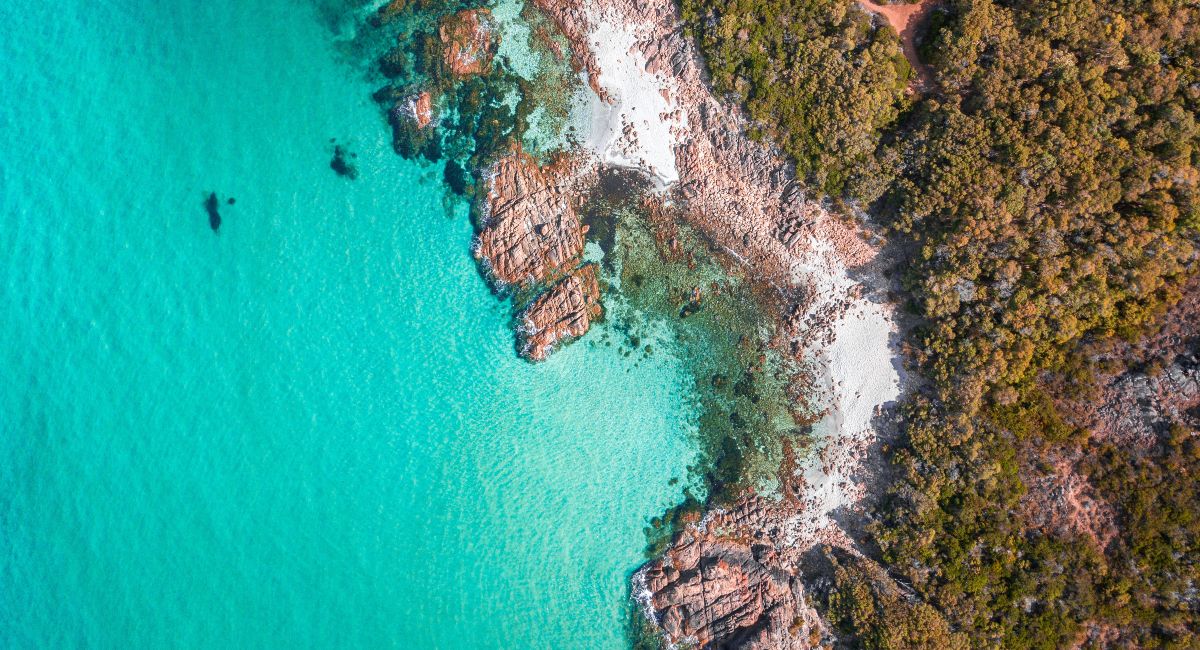 Aerial view of Western Australia Shores and beach