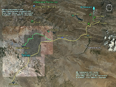 Airport to Damavand Mountain Map